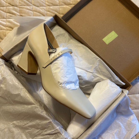 Anthropologie Cream Block Heel Mary Janes - Picture 3 of 3
